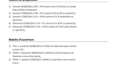 Match amicaux et début de saison